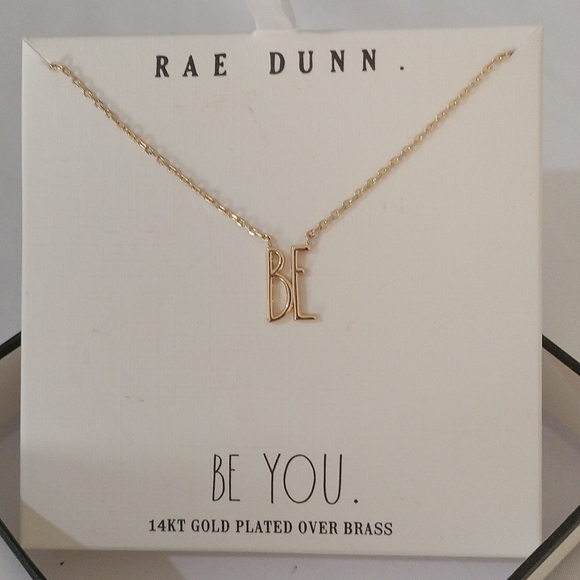 Rae Dunn BE Necklace 14kt Gold over Brass, 16"+ - Picture 3 of 6